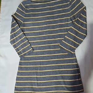 Merona Striped Gray, White and Yellow 3/4" Sleeve Top VGC XS. A